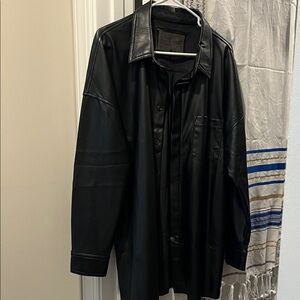 Faux leather Shirt Jacket